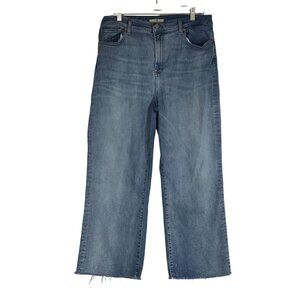 7 FOR ALL MAN KIND -WOMEN'S 32 - BLUE DENIM STRAIGHT LEG FRAYED HEM JEANS